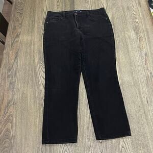 Bandolino Womens Amy Jeans Straight Leg Mid Rise Tummy Control Denim Black Sz 8